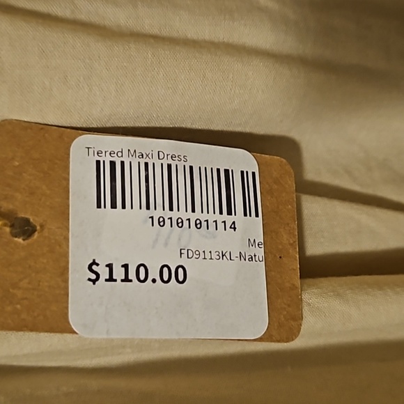 KARLIE Popline Tiered Maxie Dress  Natural Large - Picture 6 of 7